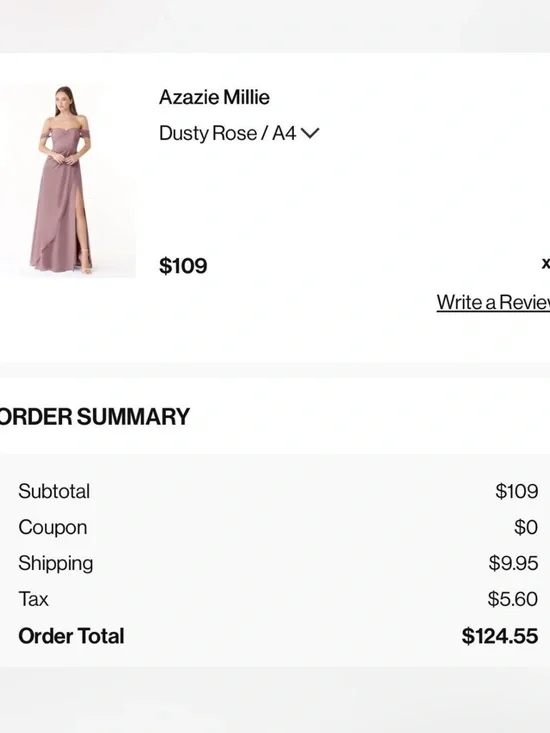 Azazie Mauve One-Shoulder Evening Gown with Side Slit - Picture 6 of 6